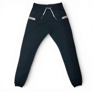 ASRV Black Tapered Drawstring Tech Harem Drop Crotch Joggers Sweatpants large